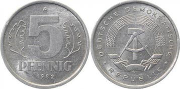 5 Pfennig Ddr 1982a, Verzenden, België