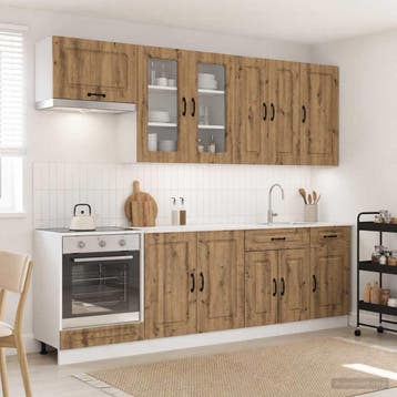 vidaXL Keukenblok KALMAR 8 pcs Artisanaal eiken Bewerkt hout, Verzenden