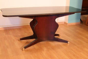 Osvaldo Borsani - Table à manger - Verre, Bois, Laiton