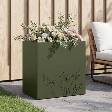 vidaXL Plantenbak Olijfgroen 50 x 30 x 49 cm Koudgewalst, Verzenden, Nieuw