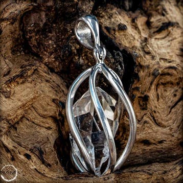 Herkimer-diamant hanger in 925 zilver – natuurlijke dubbele