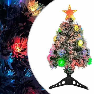vidaXL Kunstkerstboom met verlichting 64 cm glasvezel wit en, Verzenden