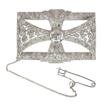 Broche Platina - 4.60ct. tw. Diamant (Natuurlijk) - Vintage