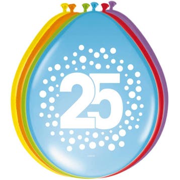 Ballonnen 25 Jaar Stippen 30cm 8st, Verzenden, Nieuw