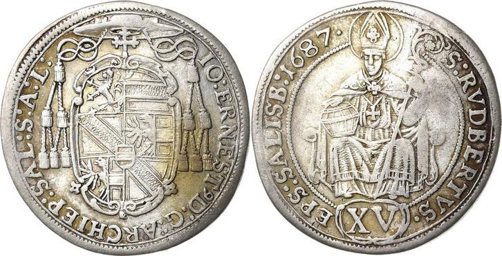 15 Kreuzer Geistlichkeiten Salzburg Johann Ernst von Thun..., Postzegels en Munten, Munten | Europa | Niet-Euromunten, België