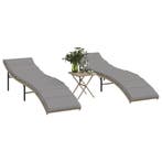 vidaXL Ligstoelen 2 st met tafel poly rattan beige, Verzenden, Nieuw