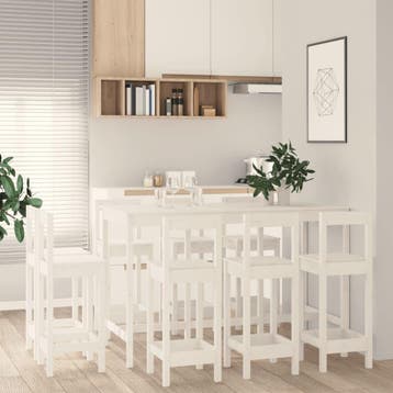 vidaXL 9-delige Barset massief grenenhout wit, Verzenden, Nieuw