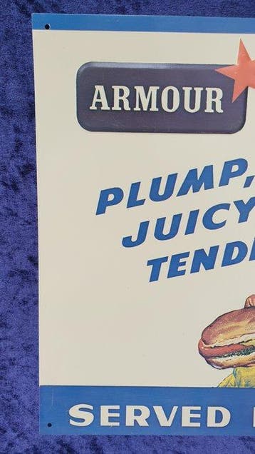 Emaille bord - Oud blik reclamebord USA  Franks, Antiek en Kunst