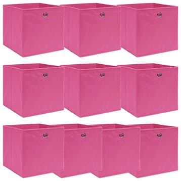vidaXL Opbergboxen 10 st 32x32x32 cm stof roze, Verzenden, Nieuw