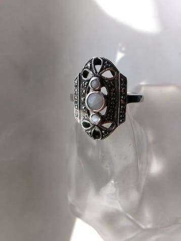 Zilver, Opals & Marcasites - Ring - Art Deco-stijl - Gratis