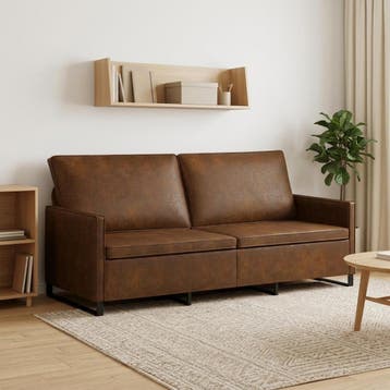 vidaXL 3-zits sofa Bruin 190 x 81 x 82 cm Kunstsuède stof, Verzenden