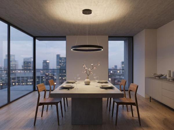 Veiling - Hanglamp Zwart 60cm 40W LED CCT 3 Kleur & 3 Stappe, Maison & Meubles, Lampes | Suspensions