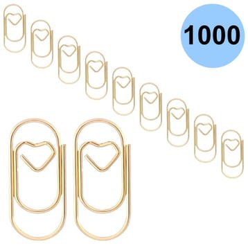Fako Bijoux - 1000x Mini Paperclip Hart Goud - Goudkleurige, Diversen, Cadeauverpakkingen, Verzenden, Nieuw
