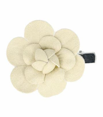 Haarspeld Duckklem 5cm – Lederlook Bloemvorm – Creme – Set, Handtassen en Accessoires, Nieuw