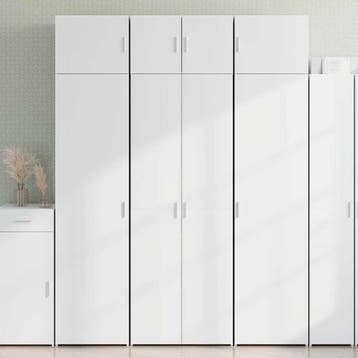 vidaXL Opbergkast 70x42,5x225 cm bewerkt hout wit, Verzenden, Nieuw