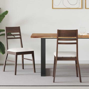vidaXL Eetstoelen 2 st Massief Rubberhout Lichtbruin 43 x 54, Verzenden, Nieuw