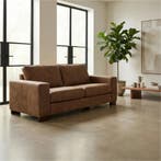 Leren bank Enjoy - 2,5 zits - Kenia Brown (bruin) - Poten, Nieuw, Ophalen of Verzenden, Modern, 200 tot 250 cm