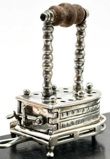 No reserve-Zeer grote,zware tweedelige zilveren Miniatuur, Antiek en Kunst