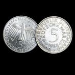 Duitsland. Silver 2x 5 Deutsche Mark Coins 1958/1973 (Zonder