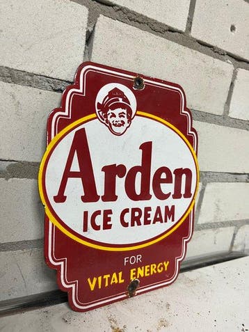 Vintage Arden Ice Cream panneau publicitaire – publicité de