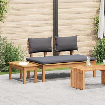 vidaXL Tuinbank en Tafel Set 2 st Grijs en Bruin Massief, Verzenden