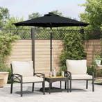 vidaXL Parasol met LEDs en stalen paal 225x225x212 cm zwart, Verzenden