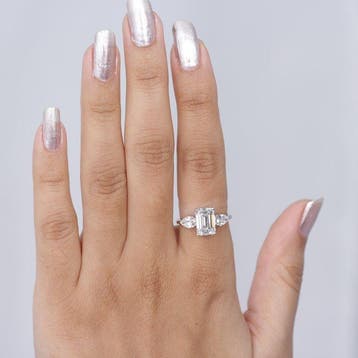 Ring - 14 karaat Witgoud - 3.99ct. tw. Diamant (Lab-grown) -, Nieuw