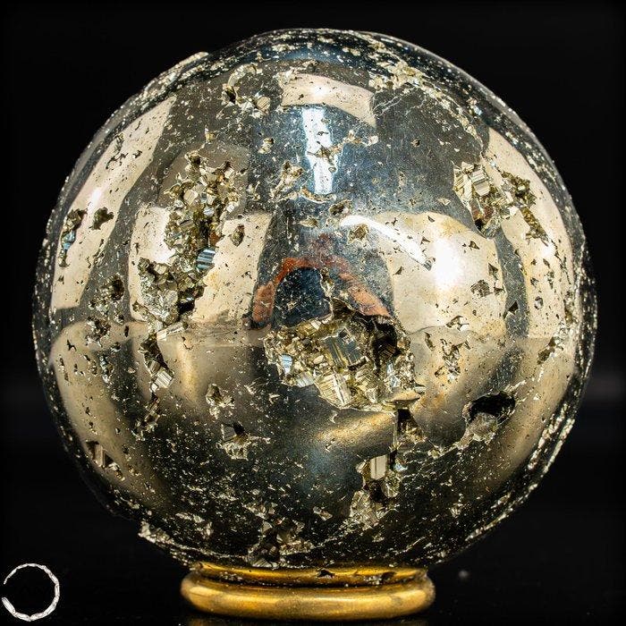Grote natuurlijke goudkleurige pyriet Sphere/ Druzen-, Antiek en Kunst, Curiosa en Brocante