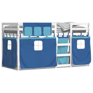 vidaXL Stapelbed met gordijnen 80x200 cm massief grenenhout, Verzenden
