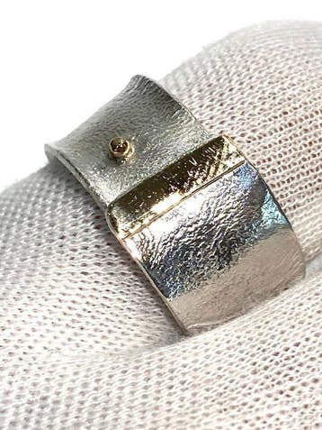 Zonder minimumprijs - Ring - 18 karaat Zilver, Geel goud, Nieuw