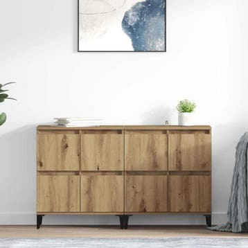 vidaXL Dressoirs 2 st Artisan Eiken 60 x 35 x 70 cm Bewerkt, Verzenden, Nieuw