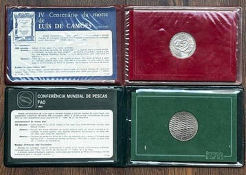 Portugal. Lote de 2 Moedas Comemorativas BNC (1980 e 1984) -