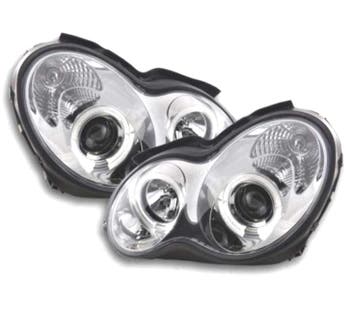 PHARES MERCEDES CLASSE C W203 00-07 ANGEL EYES CCFL FOND CHR, Verzenden