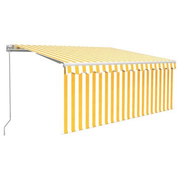 vidaXL Handmatig Zonnescherm 3,5 x 2,5 m Geel en wit, Verzenden, Nieuw
