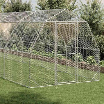 vidaXL Kippenren 2,5x10x2,25 m gegalvaniseerd staal, Verzenden, Nieuw