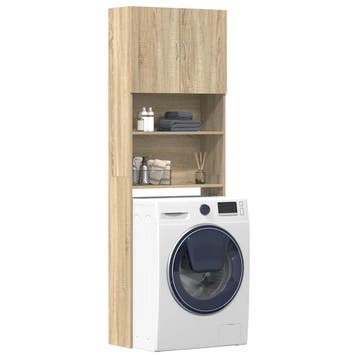 vidaXL Wasmachinekast 64x24x190 cm bewerkt hout en sonoma, Verzenden, Nieuw