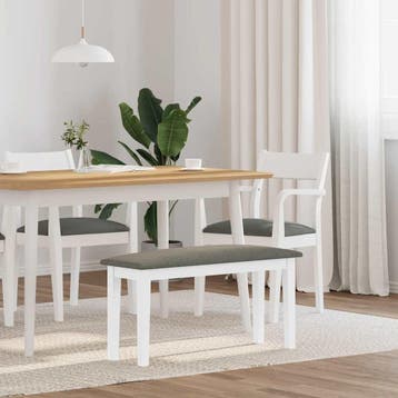 vidaXL Bank 90 cm massief hout rubber wit, Verzenden, Nieuw