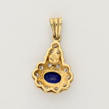 Hanger - 18 karaat Geel goud, Witgoud - 1.69ct. tw. Saffier
