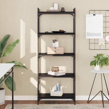 vidaXL Boekenkast 5-laags 60x30x154 cm bewerkt hout zwart, Verzenden, Nieuw