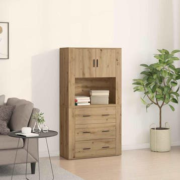 vidaXL Highboard Artisan Eiken 80 x 33 x 150 cm Bewerkt hout, Verzenden
