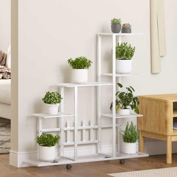 vidaXL Bloemenstandaard met wielen 94,5x25x92,5 cm metaal, Verzenden, Nieuw
