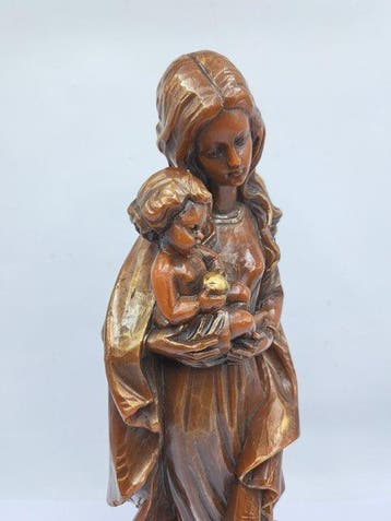 Statue, Madonna met Kind - 39 cm - Cire