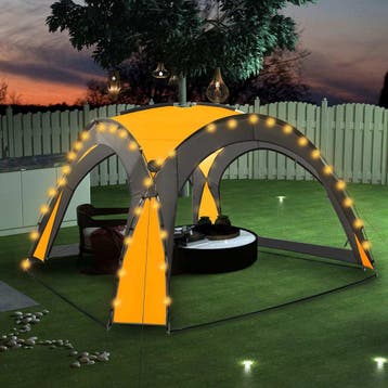 vidaXL Partytent met LED en 4 zijwanden 3,6x3,6x2,3 m geel, Verzenden