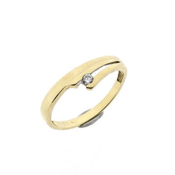 Gouden ring met zirconia; 14 karaat; ringmaat 18,25, Handtassen en Accessoires, 18 tot 19, Gebruikt, Ophalen of Verzenden, Met edelsteen