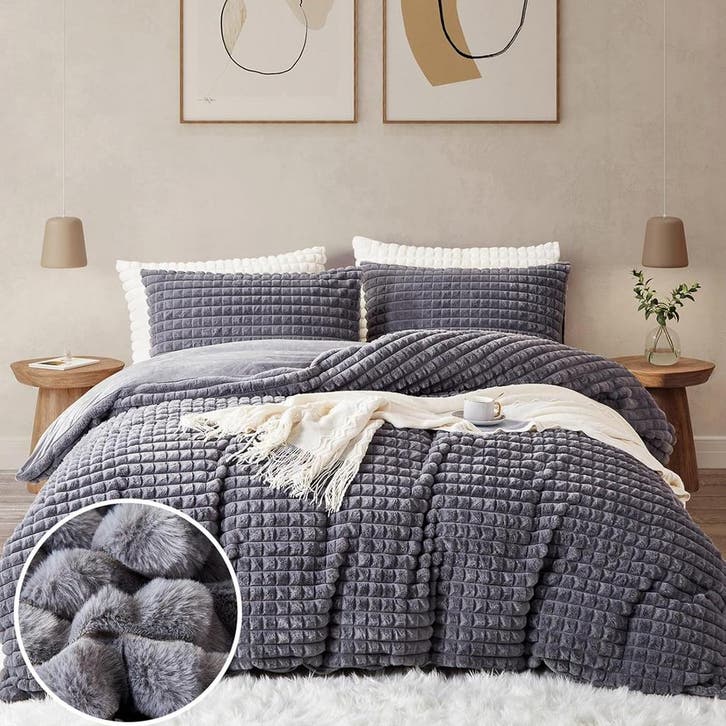 Pluche dekbedset grijs | Tweede kansje | OP = OP, Maison & Meubles, Chambre à coucher | Linge de lit, Envoi