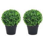 vidaXL Kunstplanten met pot 2 st buxus bolvorming 27 cm, Verzenden