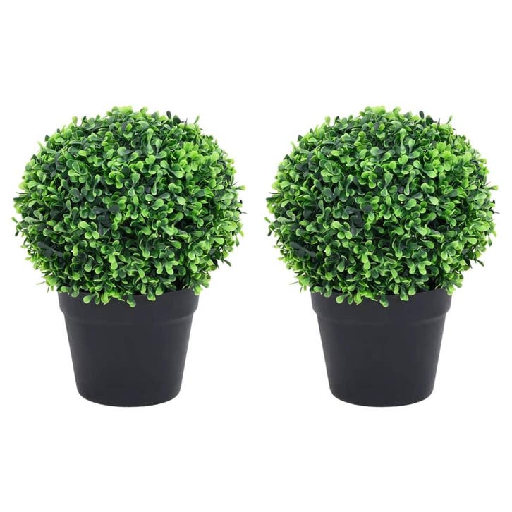vidaXL Kunstplanten met pot 2 st buxus bolvorming 27 cm, Maison & Meubles, Accessoires pour la Maison | Plantes & Fleurs artificielles