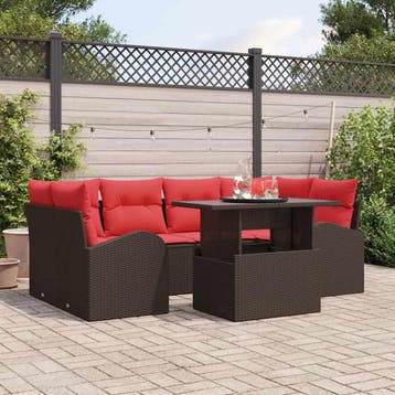 vidaXL Tuinbank Set 7 st Bruin poly rattan, Verzenden