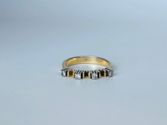Ring - 14 karaat Geel goud, Witgoud, Vintage diamantenring, Handtassen en Accessoires, Ringen