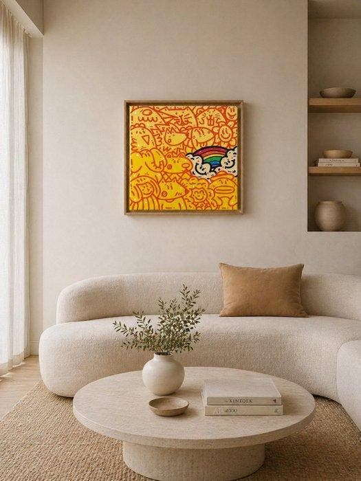 Mr Turkey - Rainbow Clouds - NO reserve, Antiquités & Art, Art | Peinture | Moderne